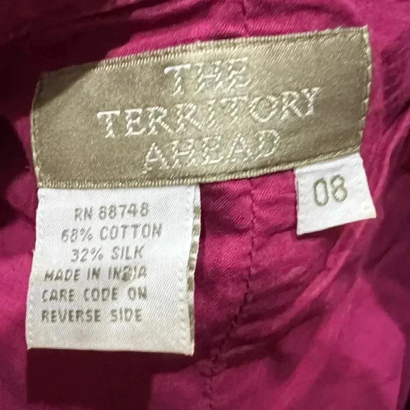 The Territory Ahead Sleeveless Pink Embroidered Cotton and Silk Dress Size 8 - Picture 5 of 7